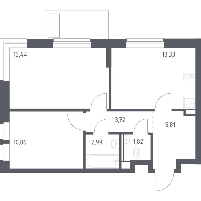 1-BD Apartment Sale, 53.97 sq. m. at Egorovo Park, 1-y kvartal, posyolok Zhilino-1, Lubertsy City District, Moscow Region, Russia #1
