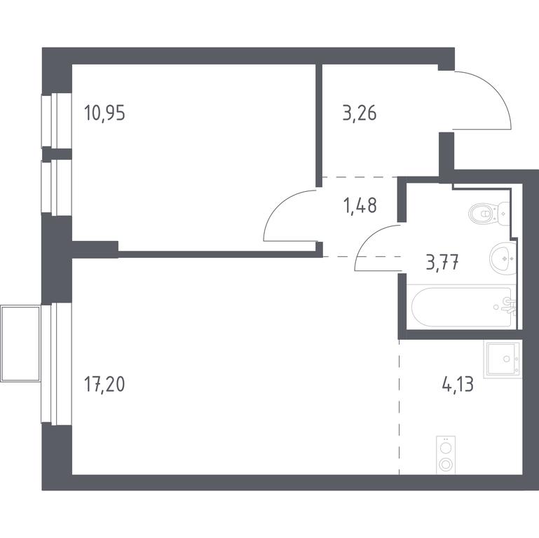 Apartment Sale, 40.79平方米 at Egorovo Park, 1-y kvartal, posyolok Zhilino-1, Lubertsy City District, Moscow Region, Russia #1