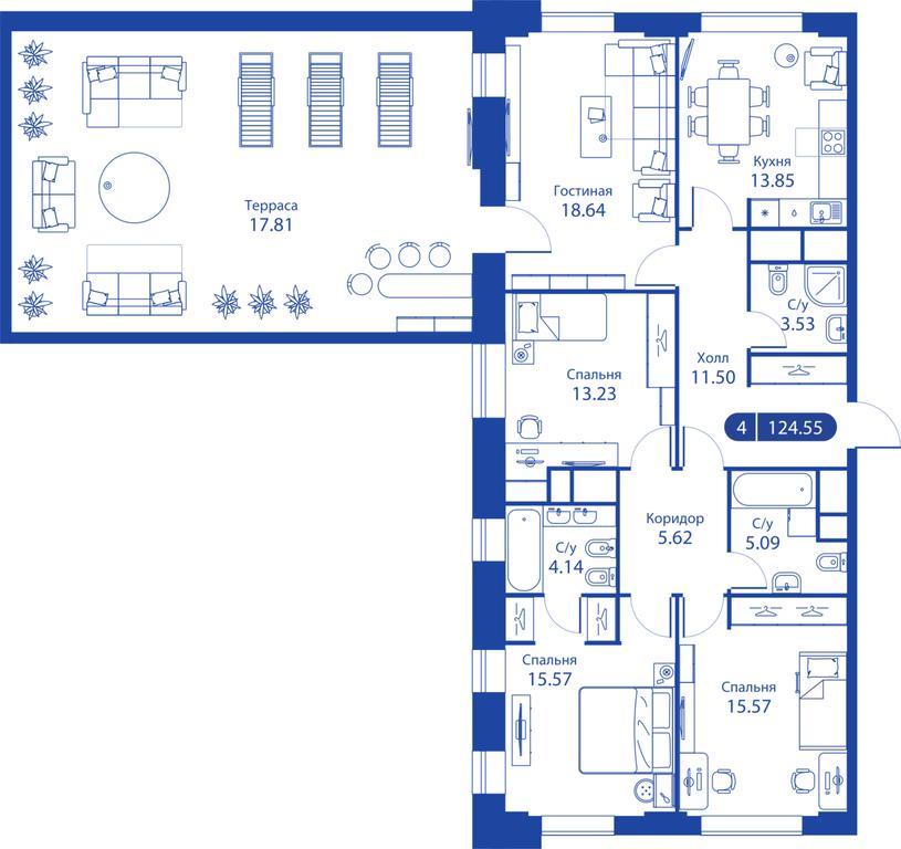 3-BD Apartment Sale, 108 sq. m. at iLove, улица Бочкова, 11А, Москва, Россия #1