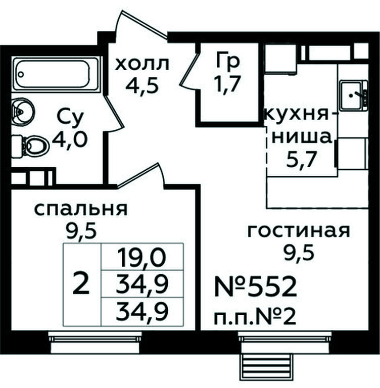 1-BD Apartment Sale, 34.9 sq. m. at Eko Bunino, prospekt Kuprina, 34к1, Sosenskoye Settlement, Moscow, Russia #2 1-BD Apartment Sale, 34.9 sq. m. at Eko Bunino, prospekt Kuprina, 34к1, Sosenskoye Settlement, Moscow, Russia #2