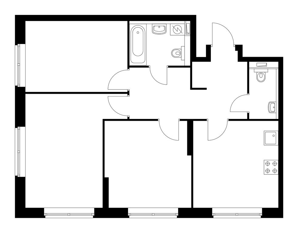 3-BD Apartment Sale, 70.32 sq. m. at Green Park, Beryozovaya Alley, 17к1, Moscow, Russia #1