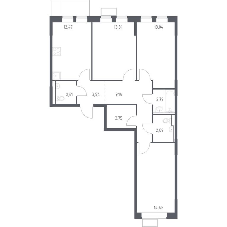2-BD Apartment Sale, 78.52平方米 at Prigorod Lesnoe, Molodyozhny bulvar, 6, derevnya Misaylovo, Leninskiy City District, Moscow Region, Russia #1 2-BD Apartment Sale, 78.52平方米 at Prigorod Lesnoe, Molodyozhny bulvar, 6, derevnya Misaylovo, Leninskiy City District, Moscow Region, Russia #1