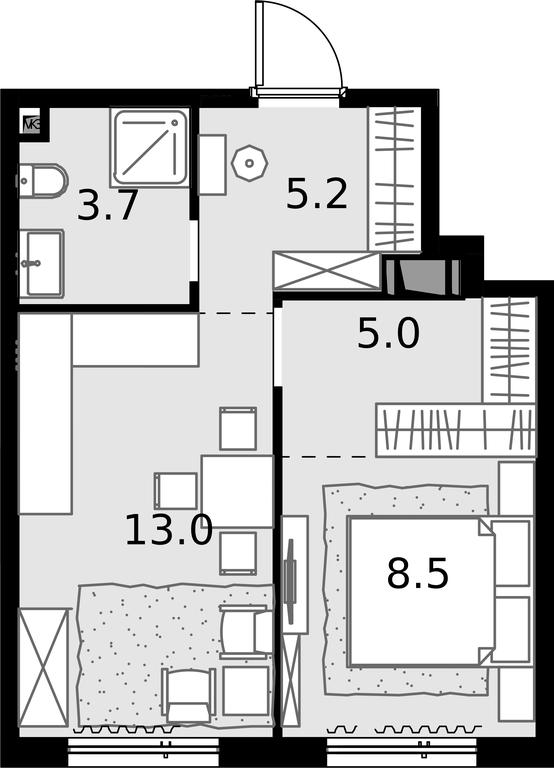 1-BD Apartment Sale, 35.4 sq. m. at Malevich, Otradnaya Street, 8, Moscow, Russia #1