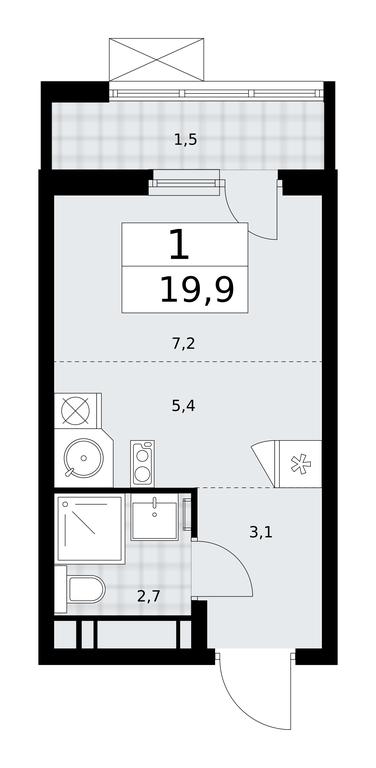 Apartment Sale, 19.9 sq. m. at Skandinaviya, Skandinaviya Residential Complex, Sosenskoye Settlement, Moscow, Russia #2