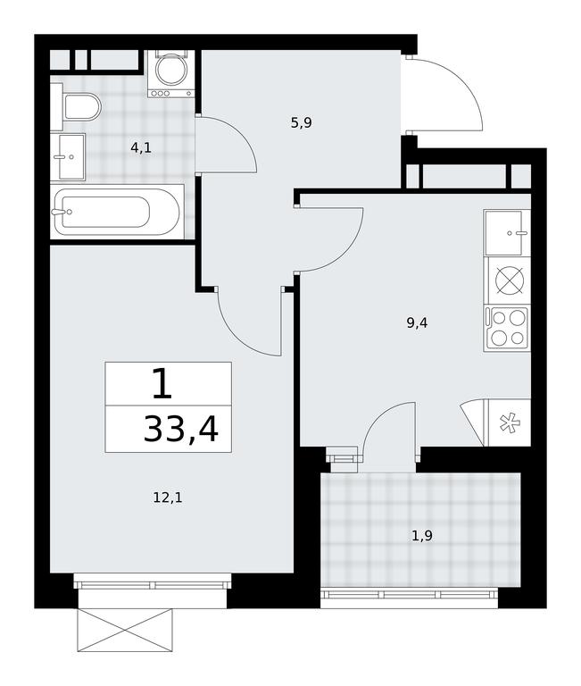 Apartment Sale, 33.4 sq. m. at Skandinaviya, Skandinaviya Residential Complex, Sosenskoye Settlement, Moscow, Russia #2