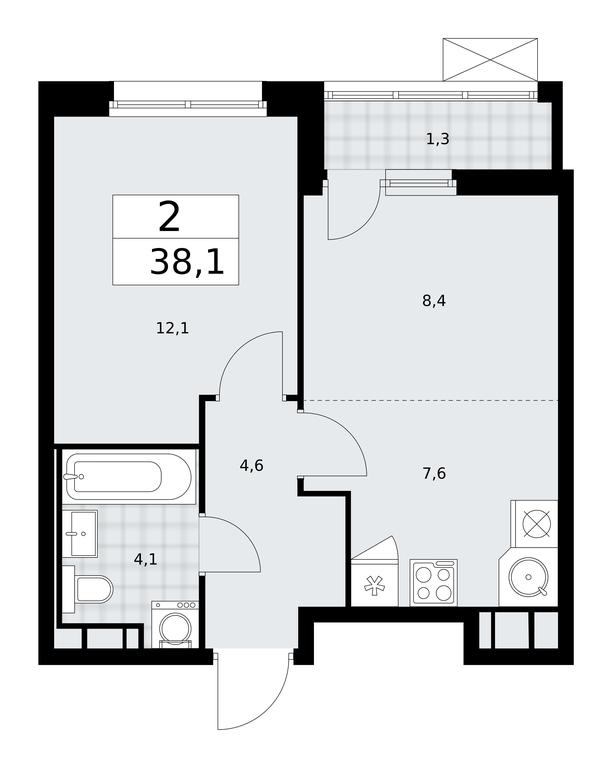 1-BD Apartment Sale, 38.1 sq. m. at Skandinaviya, Skandinaviya Residential Complex, Sosenskoye Settlement, Moscow, Russia #2