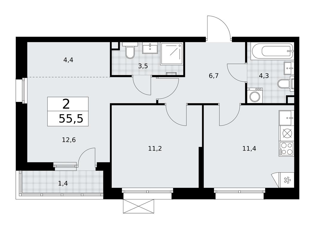Продажа 1-комн. квартиры, 55,5 м² в ЖК «Скандинавия», жилой комплекс Скандинавия, поселение Сосенское, Москва, Россия #2
