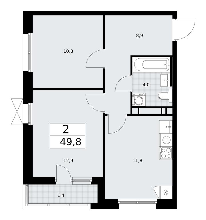 1-BD Apartment Sale, 49.8平方米 at Skandinaviya, Skandinaviya Residential Complex, Sosenskoye Settlement, Moscow, Russia #2