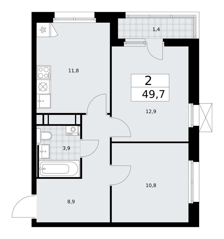 1-BD Apartment Sale, 49.7 sq. m. at Skandinaviya, Skandinaviya Residential Complex, Sosenskoye Settlement, Moscow, Russia #1