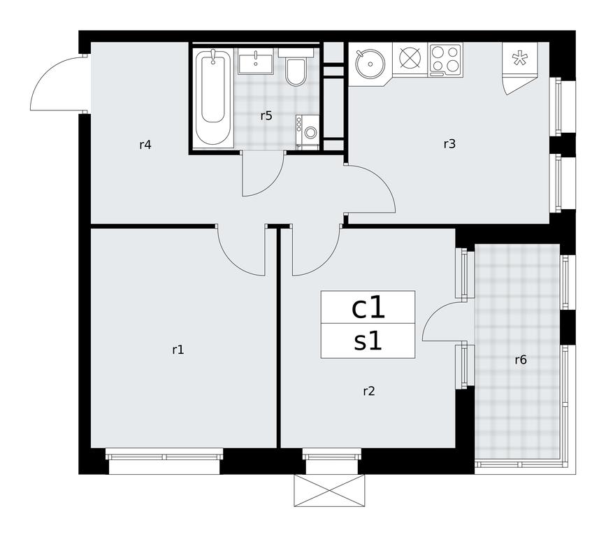 1-BD Apartment Sale, 48.3平方米 at Skandinaviya, Skandinaviya Residential Complex, Sosenskoye Settlement, Moscow, Russia #1