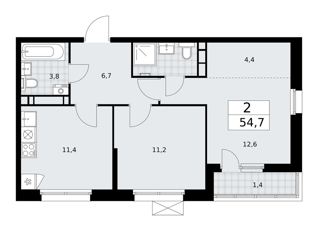 1-BD Apartment Sale, 54.7 sq. m. at Skandinaviya, Skandinaviya Residential Complex, Sosenskoye Settlement, Moscow, Russia #1