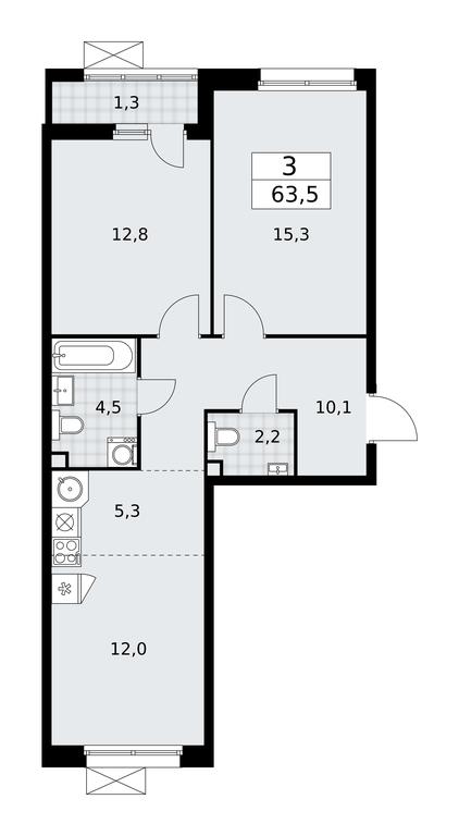 2-BD Apartment Sale, 63.5 sq. m. at Skandinaviya, Skandinaviya Residential Complex, Sosenskoye Settlement, Moscow, Russia #2
