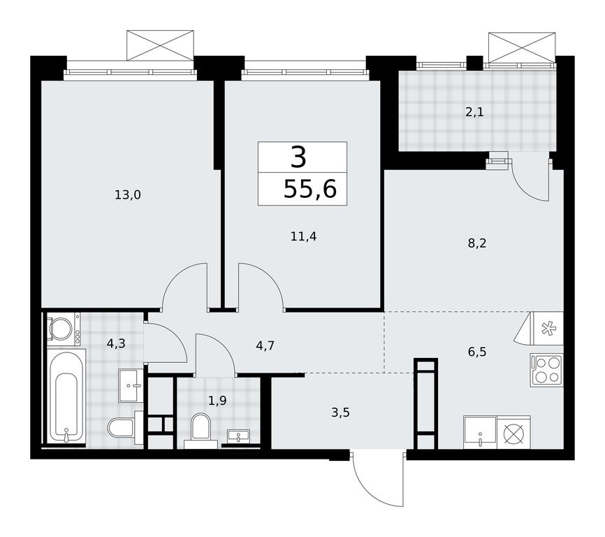 2-BD Apartment Sale, 55.6 sq. m. at Skandinaviya, Skandinaviya Residential Complex, Sosenskoye Settlement, Moscow, Russia #1 2-BD Apartment Sale, 55.6 sq. m. at Skandinaviya, Skandinaviya Residential Complex, Sosenskoye Settlement, Moscow, Russia #1