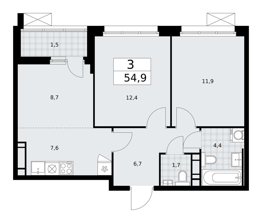 2-BD Apartment Sale, 54.9 sq. m. at Skandinaviya, Skandinaviya Residential Complex, Sosenskoye Settlement, Moscow, Russia #2 2-BD Apartment Sale, 54.9 sq. m. at Skandinaviya, Skandinaviya Residential Complex, Sosenskoye Settlement, Moscow, Russia #2