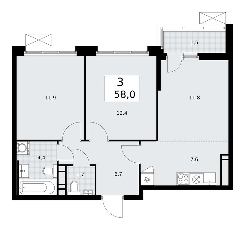 2-BD Apartment Sale, 58 sq. m. at Skandinaviya, Skandinaviya Residential Complex, Sosenskoye Settlement, Moscow, Russia #1 2-BD Apartment Sale, 58 sq. m. at Skandinaviya, Skandinaviya Residential Complex, Sosenskoye Settlement, Moscow, Russia #1