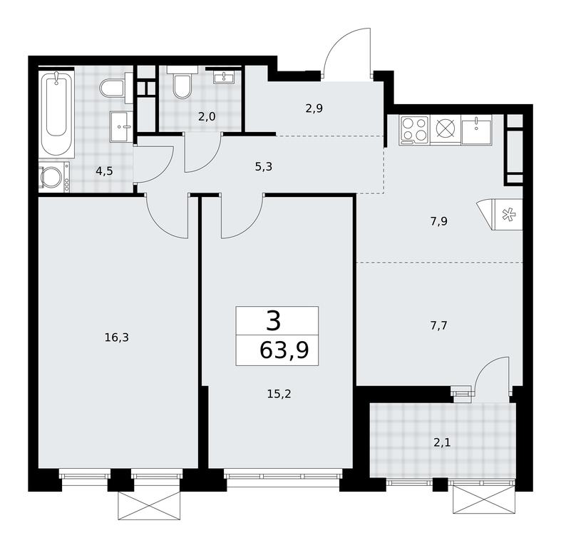 2-BD Apartment Sale, 63.9 sq. m. at Skandinaviya, Skandinaviya Residential Complex, Sosenskoye Settlement, Moscow, Russia #2 2-BD Apartment Sale, 63.9 sq. m. at Skandinaviya, Skandinaviya Residential Complex, Sosenskoye Settlement, Moscow, Russia #2