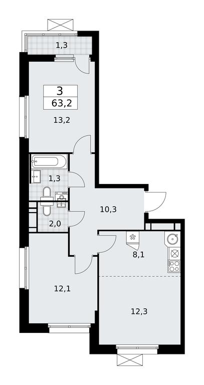 2-BD Apartment Sale, 63.2 sq. m. at Skandinaviya, Skandinaviya Residential Complex, Sosenskoye Settlement, Moscow, Russia #2 2-BD Apartment Sale, 63.2 sq. m. at Skandinaviya, Skandinaviya Residential Complex, Sosenskoye Settlement, Moscow, Russia #2