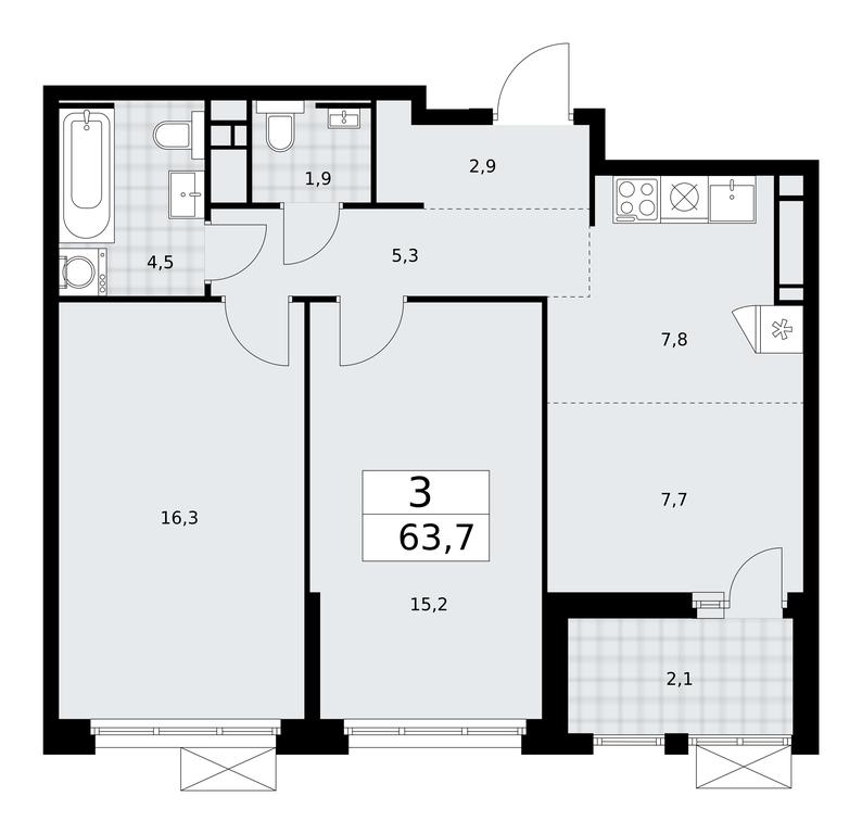 2-BD Apartment Sale, 63.7 sq. m. at Skandinaviya, Skandinaviya Residential Complex, Sosenskoye Settlement, Moscow, Russia #1 2-BD Apartment Sale, 63.7 sq. m. at Skandinaviya, Skandinaviya Residential Complex, Sosenskoye Settlement, Moscow, Russia #1