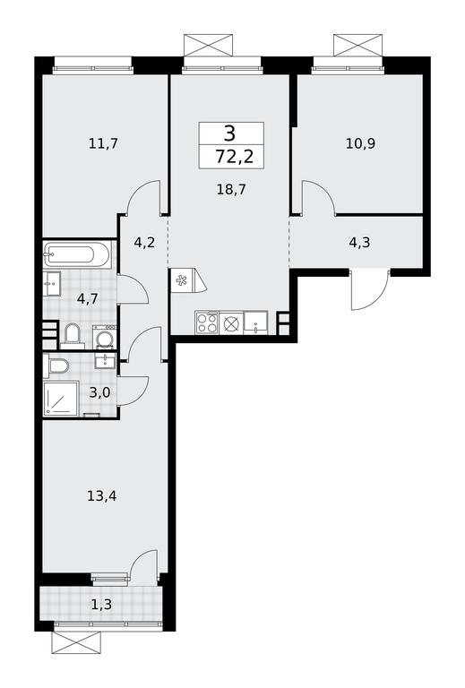 2-BD Apartment Sale, 72.2 sq. m. at Skandinaviya, Skandinaviya Residential Complex, Sosenskoye Settlement, Moscow, Russia #2