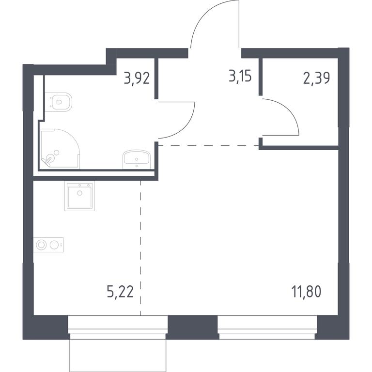 Apartment Sale, 26.48 sq. m. at Kvartal Domashnij, Donetskaya Street, 30с11, Moscow, Russia #1