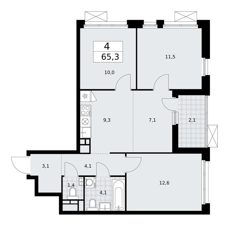 3-BD Apartment Sale, 65.3 sq. m. at Skandinaviya, Skandinaviya Residential Complex, Sosenskoye Settlement, Moscow, Russia #1