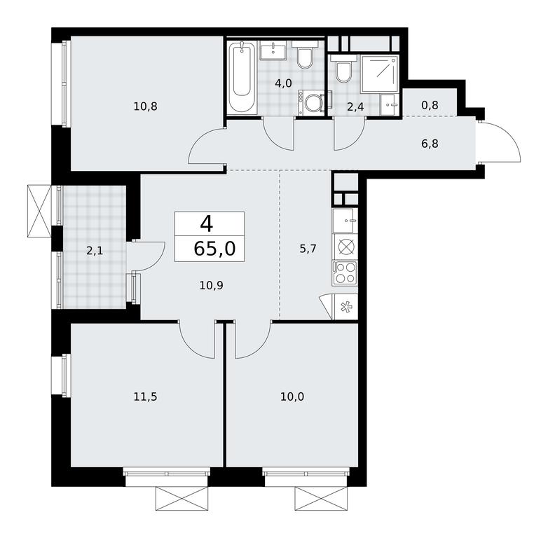 3-BD Apartment Sale, 65 sq. m. at Skandinaviya, Skandinaviya Residential Complex, Sosenskoye Settlement, Moscow, Russia #2