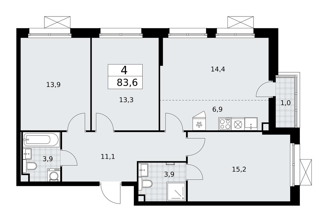3-BD Apartment Sale, 83.6 sq. m. at Skandinaviya, Skandinaviya Residential Complex, Sosenskoye Settlement, Moscow, Russia #2
