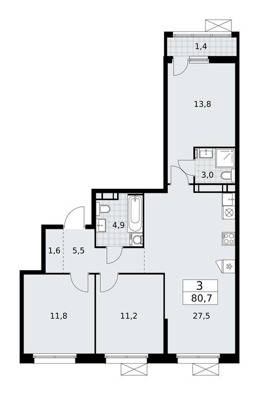 2-BD Apartment Sale, 80.7 sq. m. at Skandinaviya, Skandinaviya Residential Complex, Sosenskoye Settlement, Moscow, Russia #1