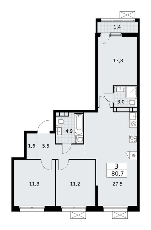 2-BD Apartment Sale, 80.7 sq. m. at Skandinaviya, Skandinaviya Residential Complex, Sosenskoye Settlement, Moscow, Russia #2 2-BD Apartment Sale, 80.7 sq. m. at Skandinaviya, Skandinaviya Residential Complex, Sosenskoye Settlement, Moscow, Russia #2