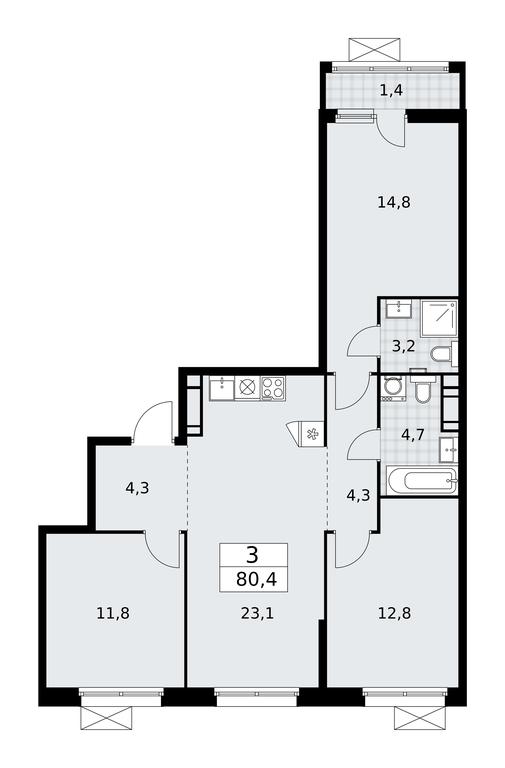 2-BD Apartment Sale, 80.4 sq. m. at Skandinaviya, Skandinaviya Residential Complex, Sosenskoye Settlement, Moscow, Russia #1 2-BD Apartment Sale, 80.4 sq. m. at Skandinaviya, Skandinaviya Residential Complex, Sosenskoye Settlement, Moscow, Russia #1