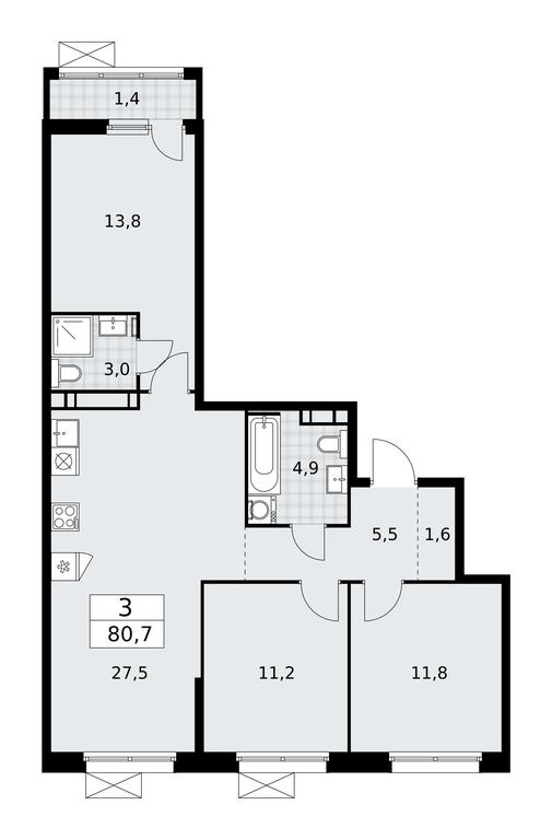 2-BD Apartment Sale, 80.7 sq. m. at Skandinaviya, Skandinaviya Residential Complex, Sosenskoye Settlement, Moscow, Russia #2 2-BD Apartment Sale, 80.7 sq. m. at Skandinaviya, Skandinaviya Residential Complex, Sosenskoye Settlement, Moscow, Russia #2