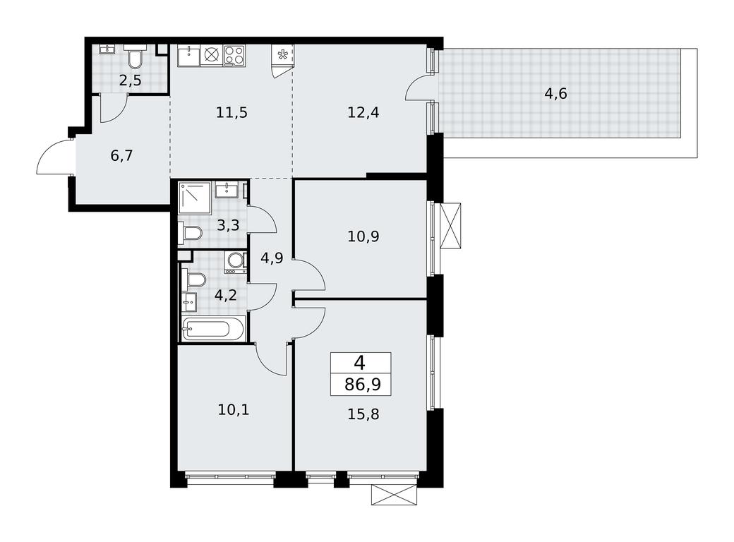 3-BD Apartment Sale, 86.9 sq. m. at Skandinaviya, Skandinaviya Residential Complex, Sosenskoye Settlement, Moscow, Russia #2
