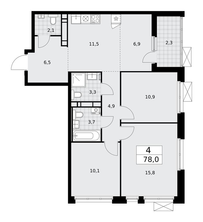 3-BD Apartment Sale, 78 sq. m. at Skandinaviya, Skandinaviya Residential Complex, Sosenskoye Settlement, Moscow, Russia #2