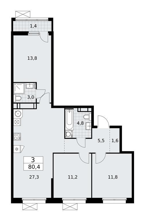 2-BD Apartment Sale, 80.4 sq. m. at Skandinaviya, Skandinaviya Residential Complex, Sosenskoye Settlement, Moscow, Russia #2 2-BD Apartment Sale, 80.4 sq. m. at Skandinaviya, Skandinaviya Residential Complex, Sosenskoye Settlement, Moscow, Russia #2