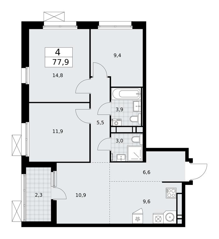 3-BD Apartment Sale, 77.9 sq. m. at Skandinaviya, Skandinaviya Residential Complex, Sosenskoye Settlement, Moscow, Russia #2 3-BD Apartment Sale, 77.9 sq. m. at Skandinaviya, Skandinaviya Residential Complex, Sosenskoye Settlement, Moscow, Russia #2