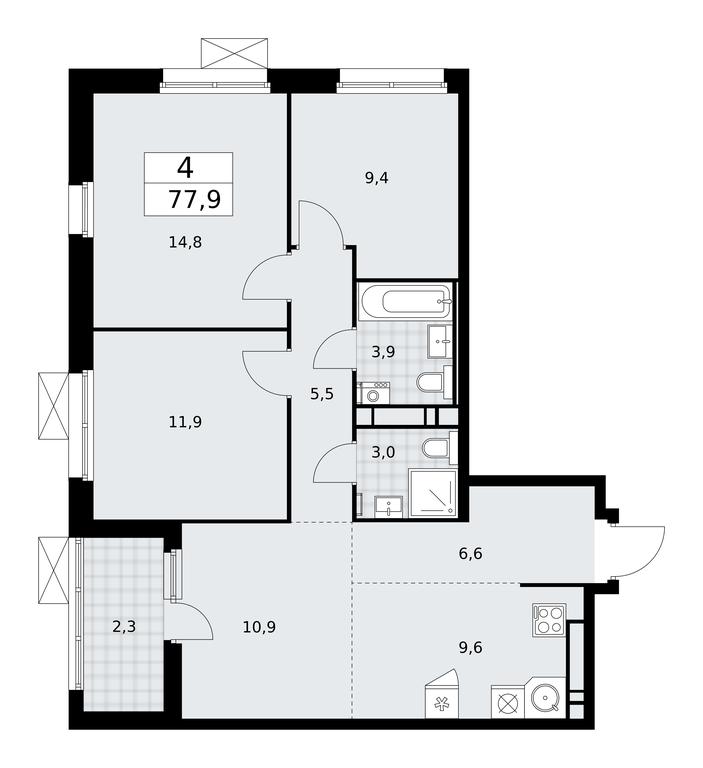 3-BD Apartment Sale, 77.9 sq. m. at Skandinaviya, Skandinaviya Residential Complex, Sosenskoye Settlement, Moscow, Russia #2 3-BD Apartment Sale, 77.9 sq. m. at Skandinaviya, Skandinaviya Residential Complex, Sosenskoye Settlement, Moscow, Russia #2