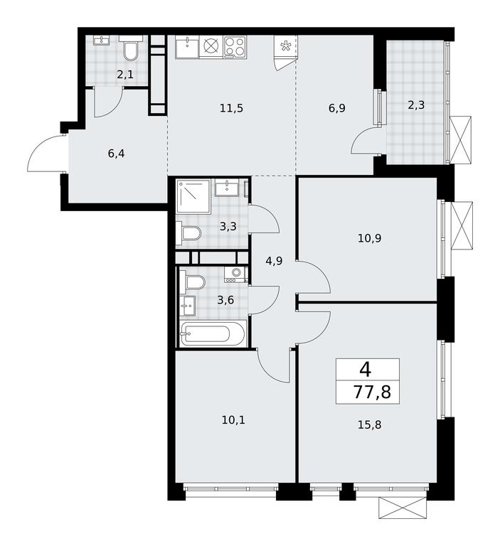 3-BD Apartment Sale, 77.8 sq. m. at Skandinaviya, Skandinaviya Residential Complex, Sosenskoye Settlement, Moscow, Russia #2 3-BD Apartment Sale, 77.8 sq. m. at Skandinaviya, Skandinaviya Residential Complex, Sosenskoye Settlement, Moscow, Russia #2