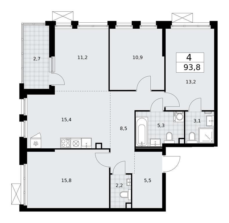 3-BD Apartment Sale, 93.8 sq. m. at Skandinaviya, Skandinaviya Residential Complex, Sosenskoye Settlement, Moscow, Russia #2 3-BD Apartment Sale, 93.8 sq. m. at Skandinaviya, Skandinaviya Residential Complex, Sosenskoye Settlement, Moscow, Russia #2