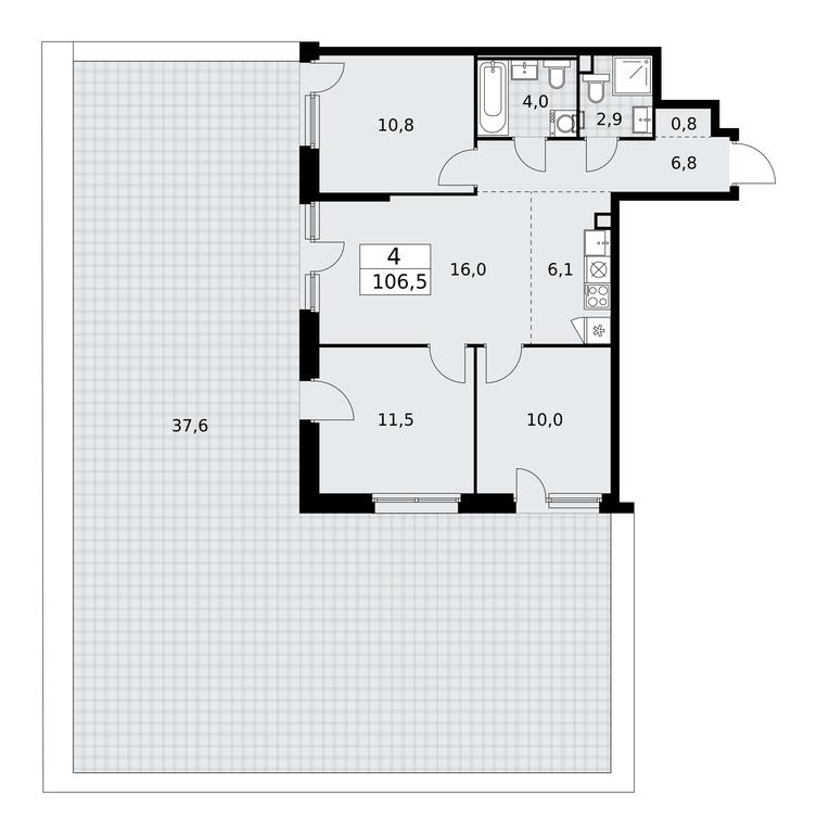 3-BD Apartment Sale, 106.5 sq. m. at Skandinaviya, Skandinaviya Residential Complex, Sosenskoye Settlement, Moscow, Russia #2