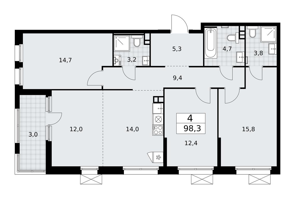 3-BD Apartment Sale, 98.3 sq. m. at Skandinaviya, Skandinaviya Residential Complex, Sosenskoye Settlement, Moscow, Russia #1 3-BD Apartment Sale, 98.3 sq. m. at Skandinaviya, Skandinaviya Residential Complex, Sosenskoye Settlement, Moscow, Russia #1