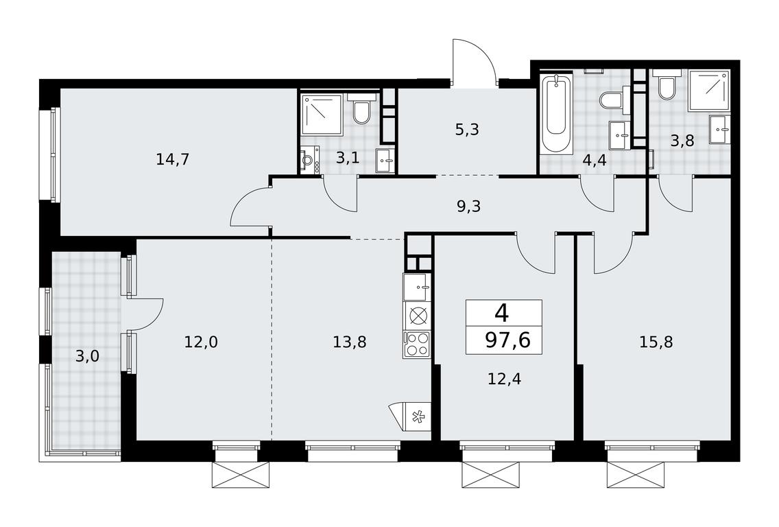 3-BD Apartment Sale, 97.6 sq. m. at Skandinaviya, Skandinaviya Residential Complex, Sosenskoye Settlement, Moscow, Russia #1 3-BD Apartment Sale, 97.6 sq. m. at Skandinaviya, Skandinaviya Residential Complex, Sosenskoye Settlement, Moscow, Russia #1
