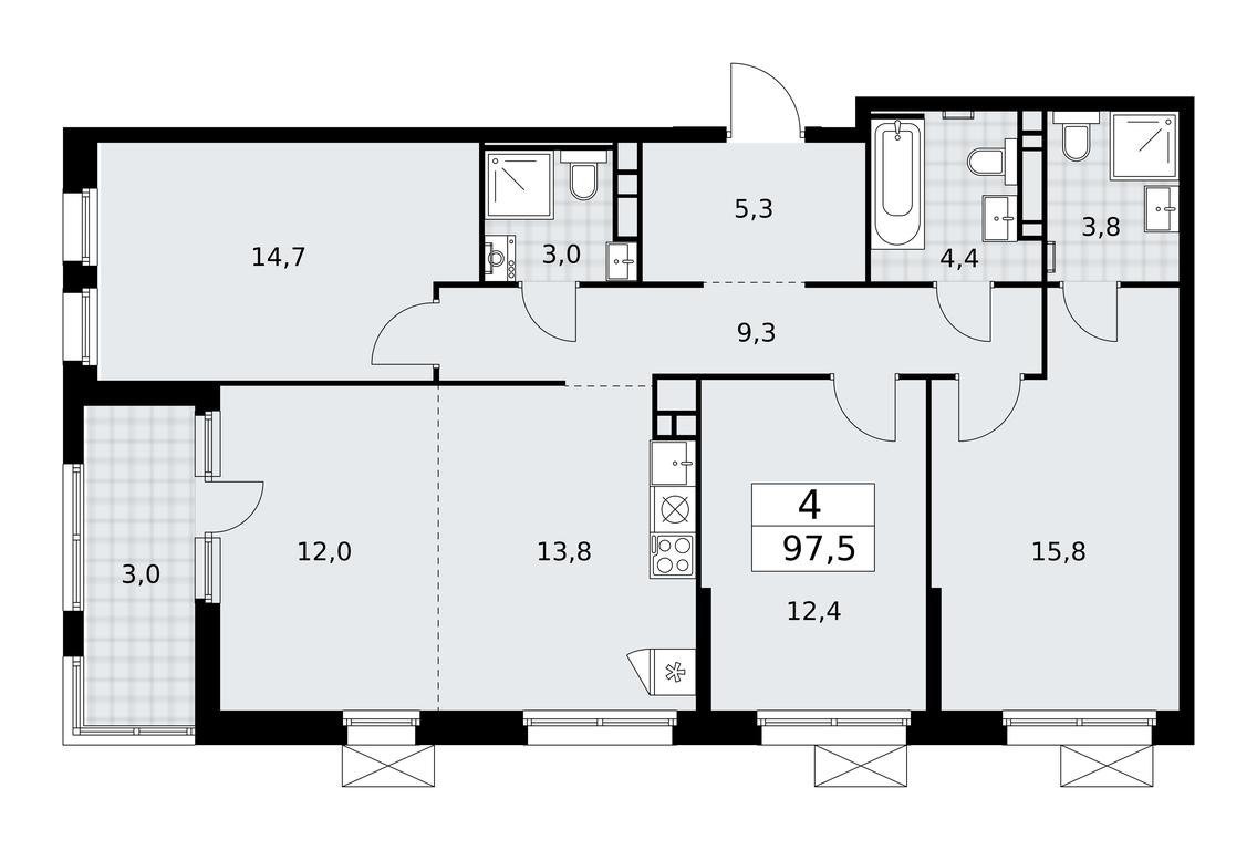 3-BD Apartment Sale, 97.5 sq. m. at Skandinaviya, Skandinaviya Residential Complex, Sosenskoye Settlement, Moscow, Russia #1 3-BD Apartment Sale, 97.5 sq. m. at Skandinaviya, Skandinaviya Residential Complex, Sosenskoye Settlement, Moscow, Russia #1