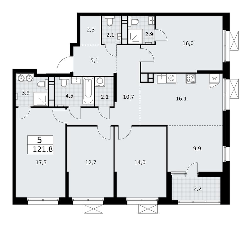 4-BD Apartment Sale, 121.8 sq. m. at Skandinaviya, Skandinaviya Residential Complex, Sosenskoye Settlement, Moscow, Russia #2