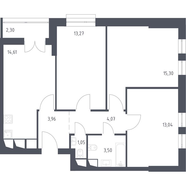1-BD Apartment Sale, 69.3 sq. m. at Sputnik, Lipovoy Roschi Street, 1к4, derevnya Razdory, Odintsovskiy City District, Moscow Region, Russia #1