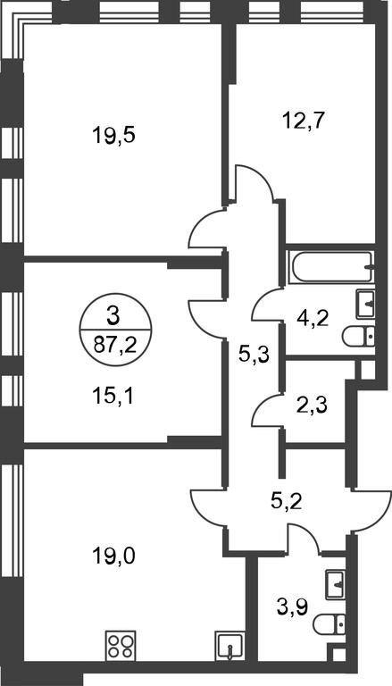 3-BD Apartment Sale, 87.2平方米 at Peredelkino Blizhnee, Korneya Chukovskogo Street, 1, Vnukovskoye Settlement, Moscow, Russia #1