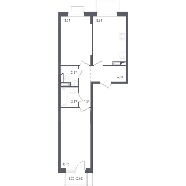 1-BD Apartment Sale, 57.58 sq. m. at Piatnitskie Luga, Pyatnitskoye Highway, 2, derevnya Yurlovo, Solnechnogorsk City District, Moscow Region, Russia #1