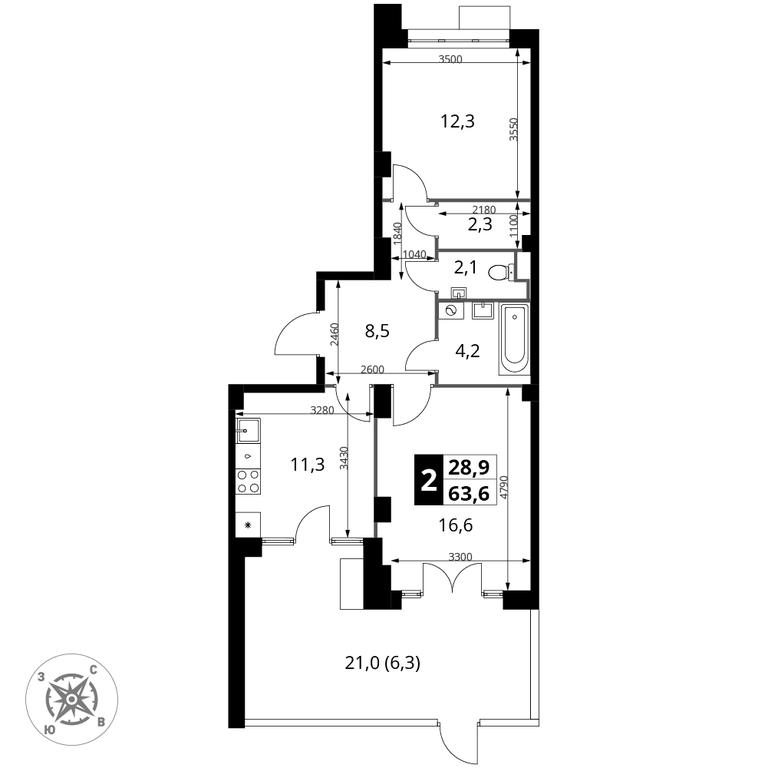 2-BD Apartment Sale, 63.6 sq. m. at Yzhnaya Bitsa, Yuzhnaya Bitsa Residential Complex, posyolok Bittsa, Leninskiy City District, Moscow Region, Russia #2 2-BD Apartment Sale, 63.6 sq. m. at Yzhnaya Bitsa, Yuzhnaya Bitsa Residential Complex, posyolok Bittsa, Leninskiy City District, Moscow Region, Russia #2