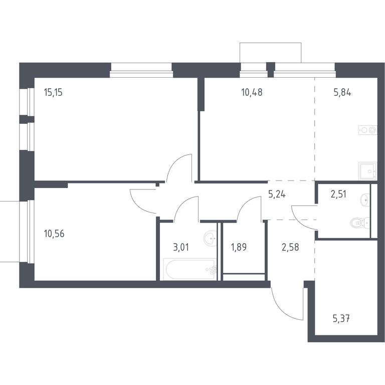 1-BD Apartment Sale, 62.2平方米 at Kvartal Aviatorov, ulitsa Koldunova, Aviatorov Microdistrict, Balashikha, Moscow Region, Russia #1 1-BD Apartment Sale, 62.2平方米 at Kvartal Aviatorov, ulitsa Koldunova, Aviatorov Microdistrict, Balashikha, Moscow Region, Russia #1