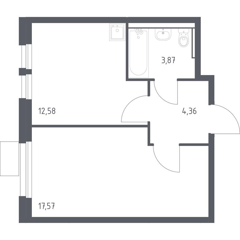 Apartment Sale, 38.38平方米 at Kvartal Ivakino, kvartal Ivakino, mikrorayon Klyazma-Starbeyevo, Khimki, Moscow Region, Russia #1