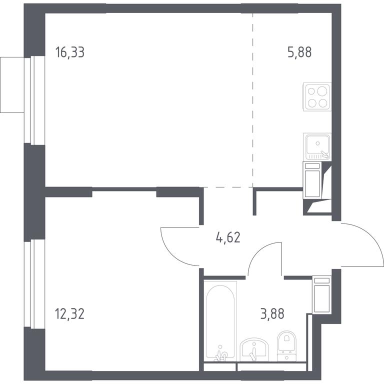 Apartment Sale, 43.03平方米 at Piatnitskie Luga, Pyatnitskoye Highway, 2, derevnya Yurlovo, Solnechnogorsk City District, Moscow Region, Russia #1